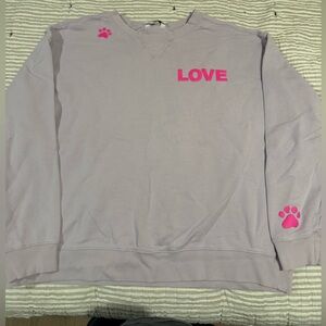 Wildfox Lavender Crewneck with Bright Pink Graphic- Dogs Love Me